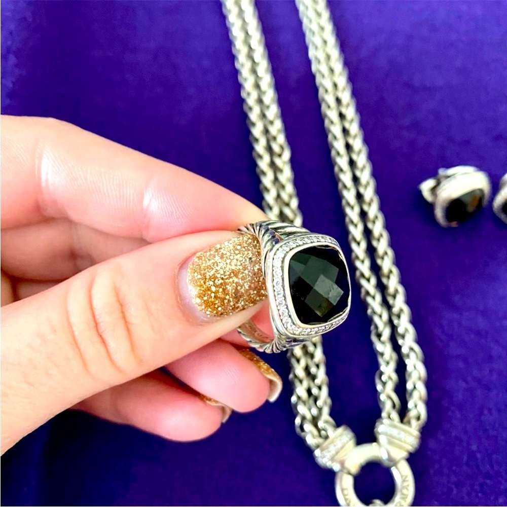 EUC David Yurman Onyx Albion Ring with Diamonds